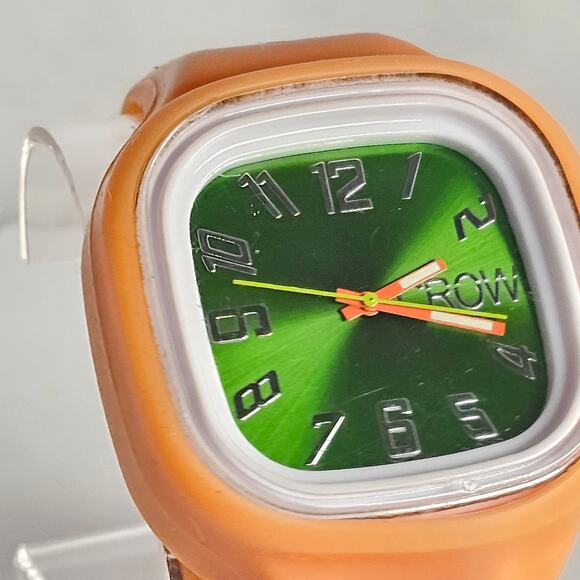 Crow Lush Quartz Watch Green Dial Orange Silicone Band 44mm Case New Battery - Picture 11 of 16